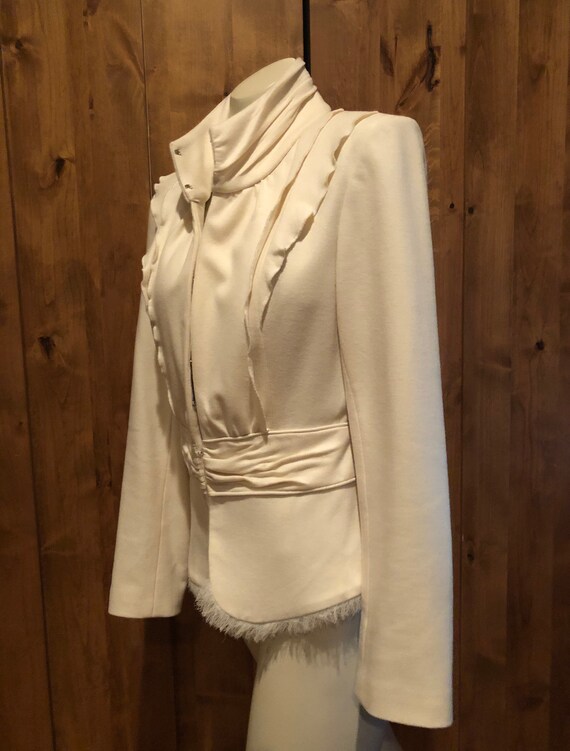 Elegant Vintage Cream Cacharel Ruffle Peplum Wool