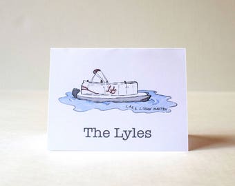 Pontoon Boat personalized notecards