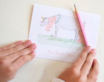 Personalized Unicorn Notecards
