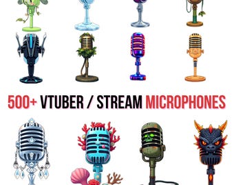 500+ VTuber-mikrofon-PNG-bilder | Streaming av mikrofonresurser (digital nedladdning)