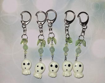 Handmade Kodama Tree Spirit Keychain | Princess Mononoke | Spirits of the Forest | Studio Ghibli