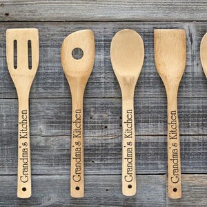 Personalized Wooden Spoons- Natural Wood Kitchen Utensils~ Hostess Gift~ Stocking stuffer~ non plastic cookware~ chef baker~ special event