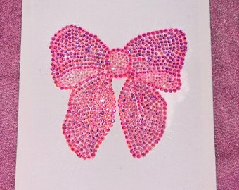 Pink Rhinestone Bedazzled Bow Canvas Decor Art - Etsy