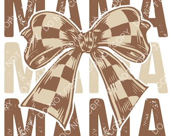 Tan checkered mama png, digital download, sublimation trendy,sublimation, dtf
