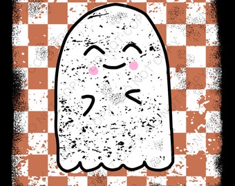 Oranje geblokte geest png, digitale download, sublimatiespook