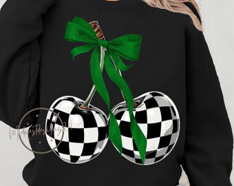 Checkered bow Cherry bow png, digital download, sublimation design  Trendy design, bow png, coquette bow cherry  popular png