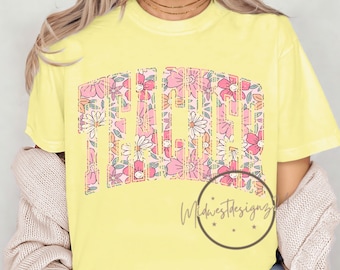 Floral teacher png, digital download, sublimation design  Trendy design, floral png, spring, flowers, easter png, teacher png