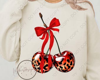 Cheetah Cherry cherry bow png, digital download, sublimation design  Trendy design, bow png, coquette bow cherry  popular png leopard