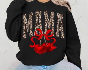 Cherry bow Leopard mama png, digital download, sublimation design  Trendy design, leopard png, coquette bow cherry cherry mama popular png