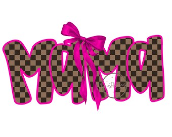 Checkered mama bow Mama Png ,coquette bow PNG | mama Digital Download, mama Sublimation Design, popular, trending, mama preppy, mama, flora