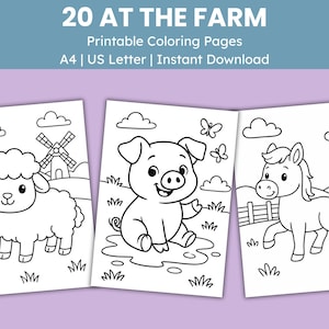 Cute Farm Animals Bold and Easy Coloring Pages Farm Animals Printable Simple Coloring Page Cute Animal Coloring Pages Farm Life Animals