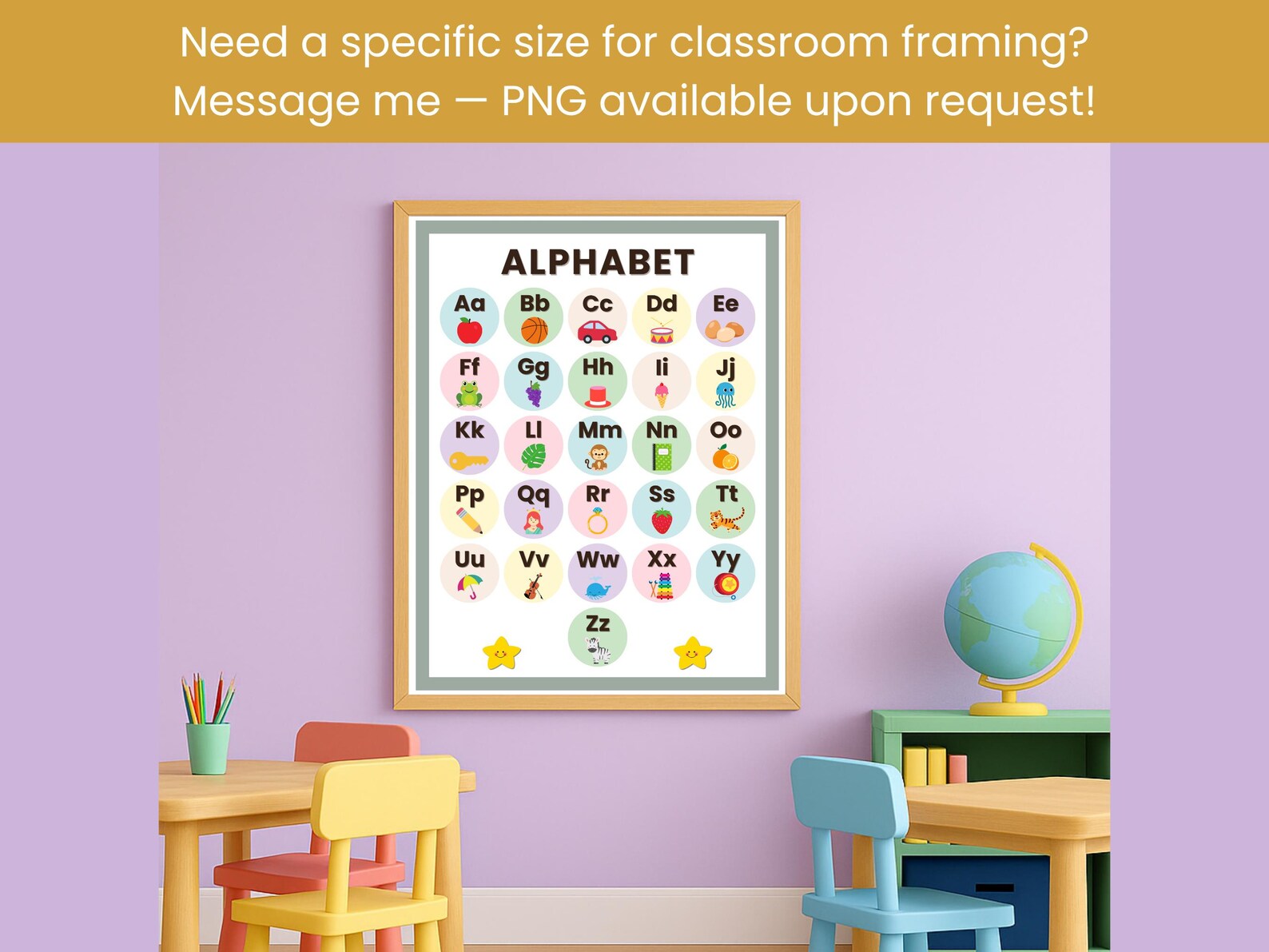 ABC Poster Classroom Printable Alphabet Chart Educational Wall Art ...