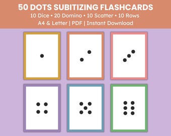 Dot Subitizing Flashcards | Printable Math Cards for Preschool and Kindergarten | Number Sense, Counting and Early Learning