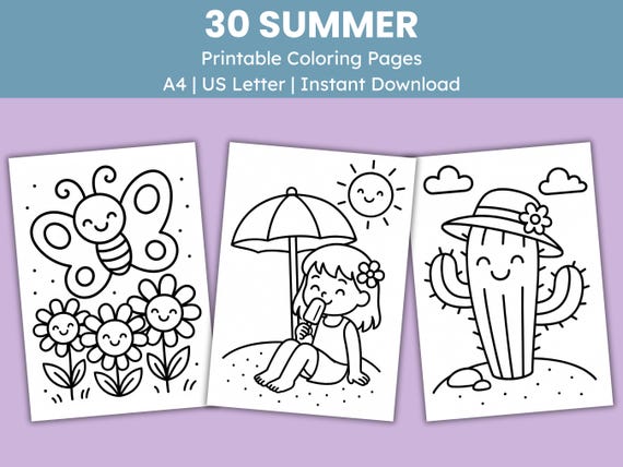 Summer Bold and Easy Coloring Pages Simple Coloring Page Coloring Activity Book Coloring Printable Coloring Book Digital Coloring Pages