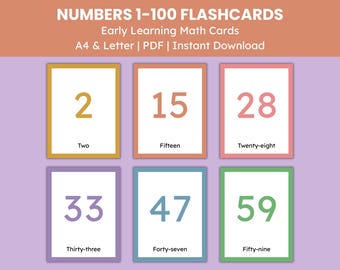 Numbers 1-100 Flashcards | Printable Counting Cards for Kids | Number Recognition & Sequencing | Preschool to Grade 1 Math