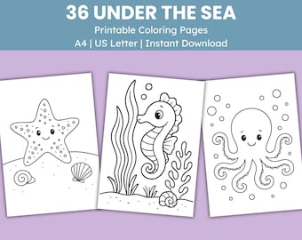 Under the Sea Ocean Coloring Book Ocean Animals Coloring Activity Book Sea Creatures Printable Coloring Book Ocean Scenes Ocean Life