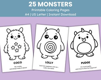 Friendly Monsters Bold and Easy Coloring Pages Spooky Monsters Simple Coloring Page Printable Monster Fun Halloween Coloring Book for Kids
