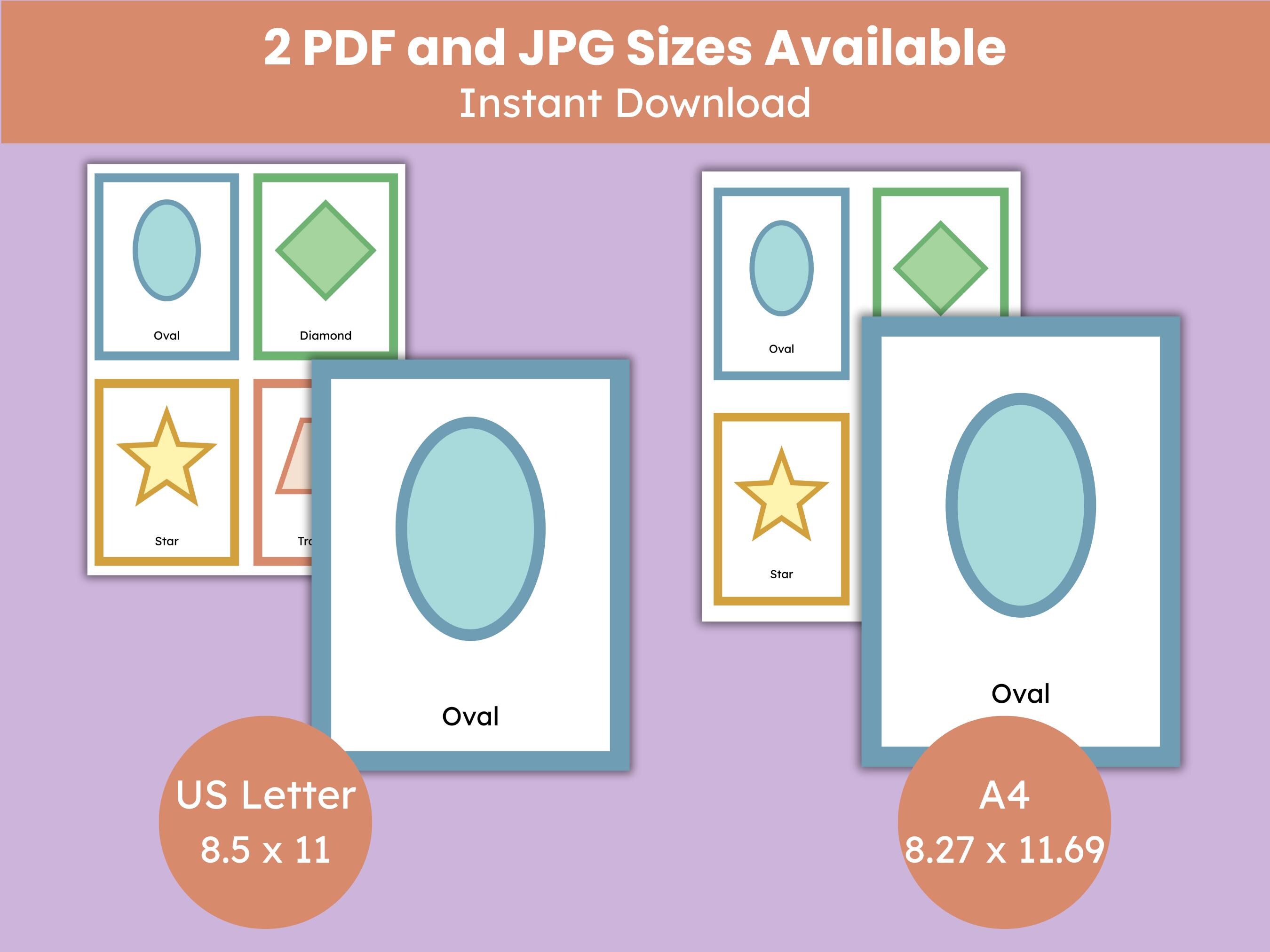 Printable Shapes Flashcards for Kids | Double-sided Educational Cards