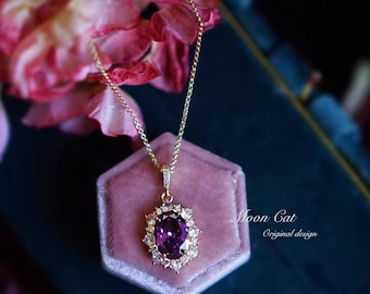 Baroque Amethyst Princess Necklace: 18k Gold-Plated French Style