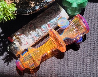 Silver & Gold Chillum Fumed Handmade Borosilicate Glass boro, art pipe, SaltyDogGlass Ethan Lesch