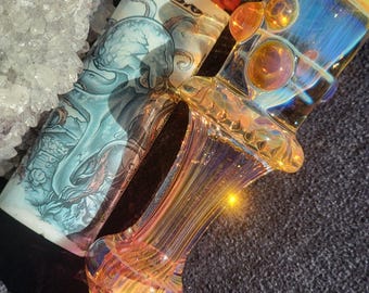 Heady Glass 4.01 "Silber & 24kt Gold Rauchtabak Chillum Pfeife Handgefertigtes Borosilikat, SaltyDogGlass Ethan Lesch