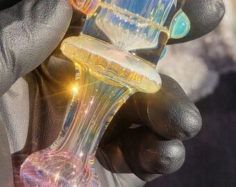 ヘッディグラス 3.96インチ シルバー＆24金 フュームドタバコ チルムパイプ ハンドメイド ホウケイ酸塩、SaltyDogGlass Ethan Lesch