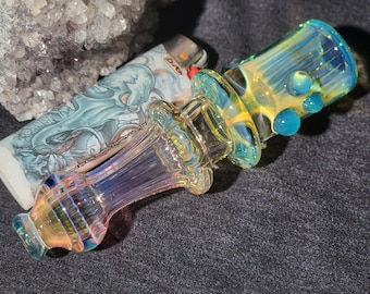 Heady Glass 4,65 "Silber & 24kt Gold Rauchtabak Chillum Pfeife Handgefertigtes Borosilikat, SaltyDogGlass Ethan Lesch