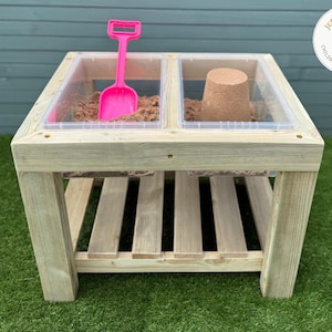 Wooden Messy Play Table for Kids – Montessori Outdoor Sand and Water Play Table – Sensory Table with Storage and Lids