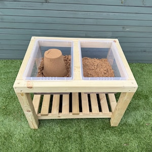 Wooden Montessori Sensory Table: Sand & Water Play Station with Storage