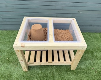 Wooden Montessori Sensory Table: Sand & Water Play Station with Storage