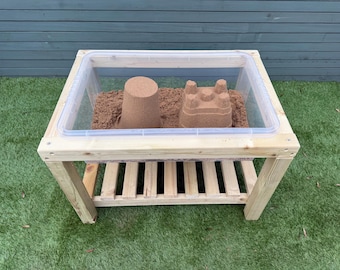 Handmade Wooden Sensory Play Table: Montessori Kids Activity Center