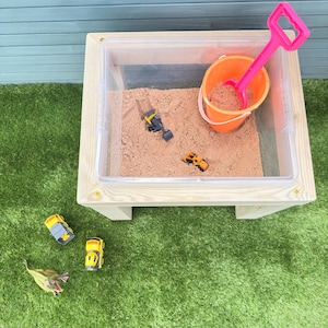 Wooden Messy Play Table with Lid – Montessori Sensory Table for Kids – Indoor/Outdoor Water and Sand Activity Station