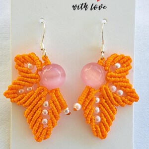 Boucles d’oreilles feuille en macramé – Argent 925 – Bijou bohème léger – Fait main – Couleurs personnalisables – Idée cadeau