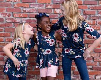 The Pomegranate Tee and Peplum Shirt Top PDF Digital Sewing Pattern Girls Babies Tweens