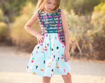 The Chloe Dress and Romper PDF Sewing Pattern Size 6 month - 12 year Girls Toddler Tween