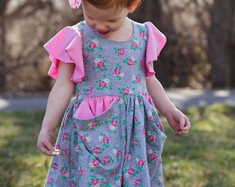 The Penelope Pockets Knit Dress PDF Sewing Pattern Size 12 month - 12 year Girls Toddler Tween