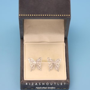 S925 sterling silver Zircon butterfly stud earrings for women