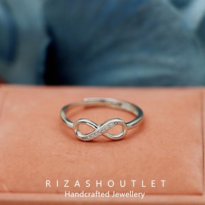 S925 Sterling Silver Jewelry Ring, Adjustable Ring with 8 Characters White Gold Plated Fashion Open Ring