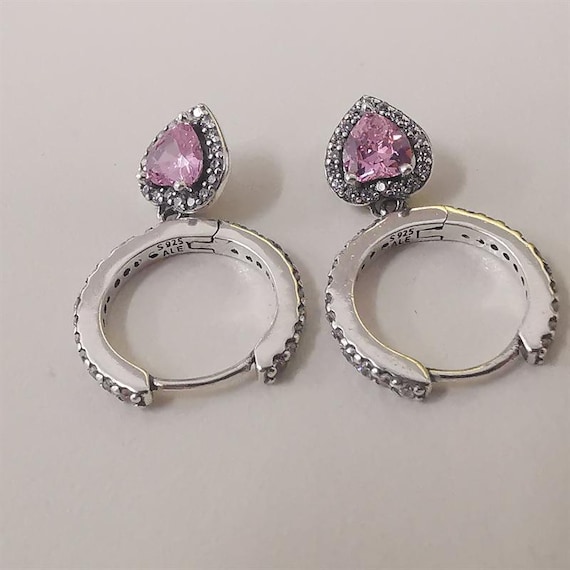 Pandora Sparkling Halo Heart Hoop Earrings - Etsy