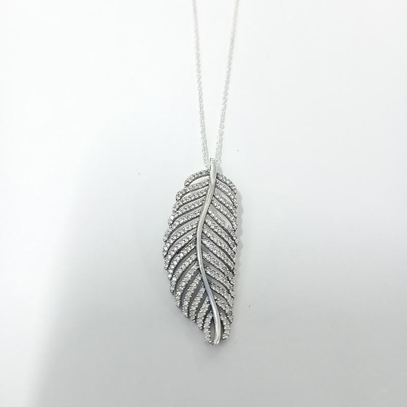 Pandora Light as a Feather Necklace Charm Silver CZ Etsy