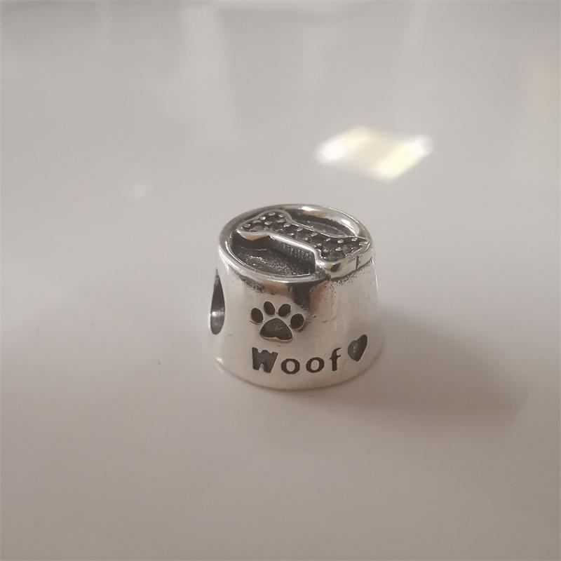New Pandora Charm Dog Bowl 'woof' Pouch S925 Ale