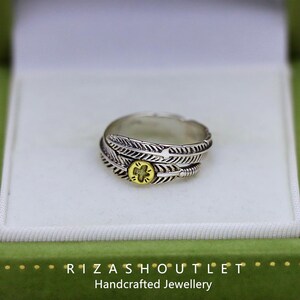 Eagle, and Anchor Open Ring S925 Sterling Silver Vintage Pirate Captain Nautical Style Feather, Eagle,