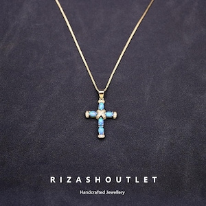 Opal Cross pendant Opal necklace accessories