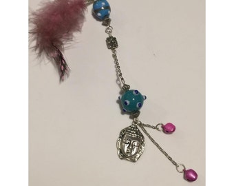 Hand made Beautiful Buddha Dreadlocks chain hair charm bells glass beads, lady birds for hippy summer locks with feathers &  love design 2