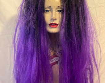 Gothic Goddess black & vibrant purple ombre high volume huge crimped  MissNeedles exclusive design Vampiress hair falls goth fetish kink