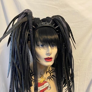 Super silky shaggy clip in full faux fringe with side bangs for hair extensions dreads  goth punk oi alternative hair black red blonde brown