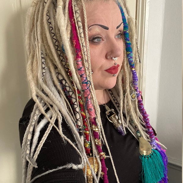 Statement Hair wrap Gypsy Mermaid Carnival Bazar Charm embellished bright bohemian dread tie braid accent hair dreadlock accessory hand made