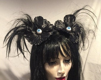 Gothic punk medische fetisj oogbol haar bloem clip dreadlocks haaruitval cosplay manga dag van de doden morbide nieuwsgierigheid heks zigeunerzombie