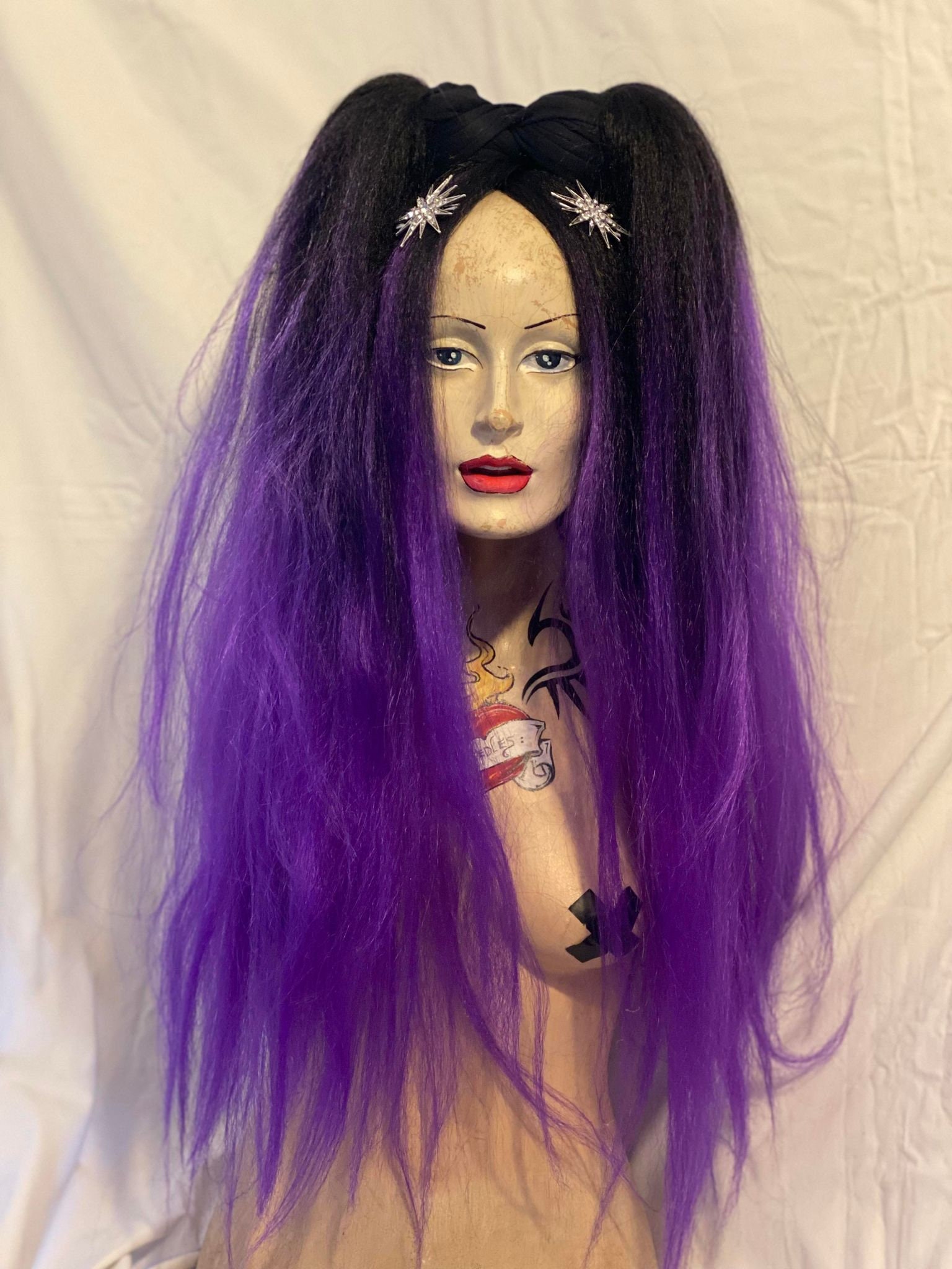 Gothic Goddess Black & Vibrant Purple Ombre High Volume Huge - Etsy