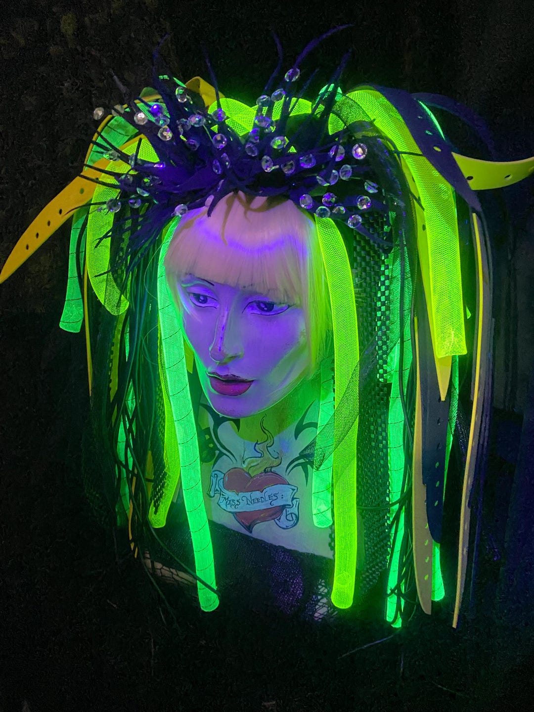 Cyber Goth Missneedles Android Cyberlox and Rubber Falls Bunches